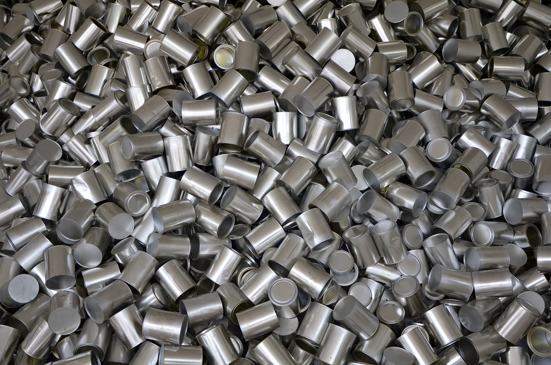 Heap of cans, symbolizing unrestrained consumption, outside the South Korea Pavilion of Expo 2015 in Milan.