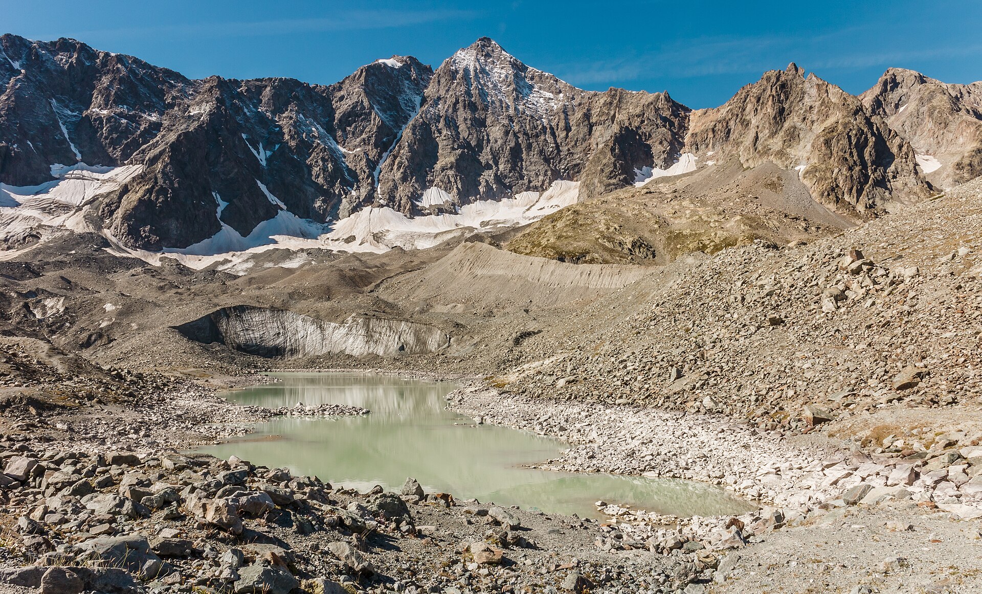 Lac du Glacier d'Arsine (2465 m.) Natural Phenomenon in Ecrins National Park, France.