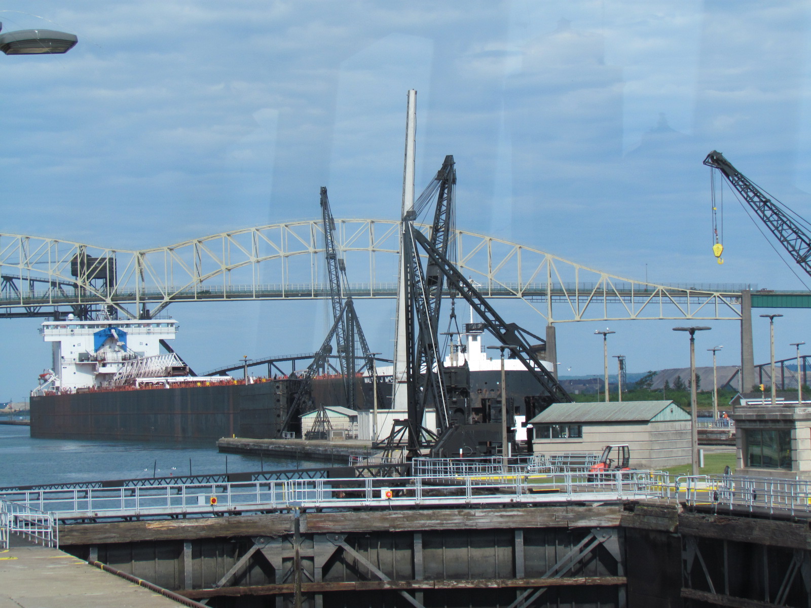 1000-foot lake freighter Walter J. McCarthy, Jr. entering the Poe Lock. Taken from headed into the Poe Lock down bound. Taken from the visitors center at the…