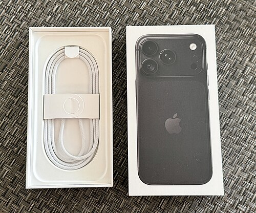 The box for a black iPhone 18 Pro