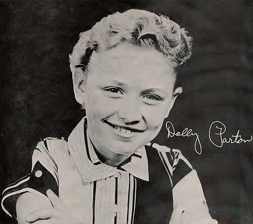 Publicity photo of Dolly Parton at age 12 first published in a 1959 sleeve by Goldband Records; scan depicts a 1970s reissue.