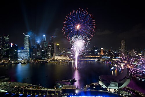 Singapore National Day Parade 2011 fireworks preview marina bay sands floating platform